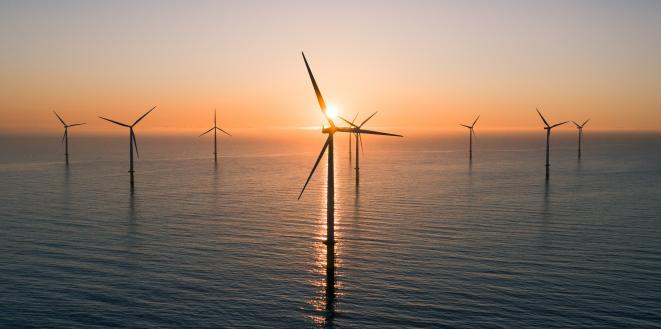 Wind turbines in sea